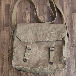 Khaki Canvas Messenger Bag